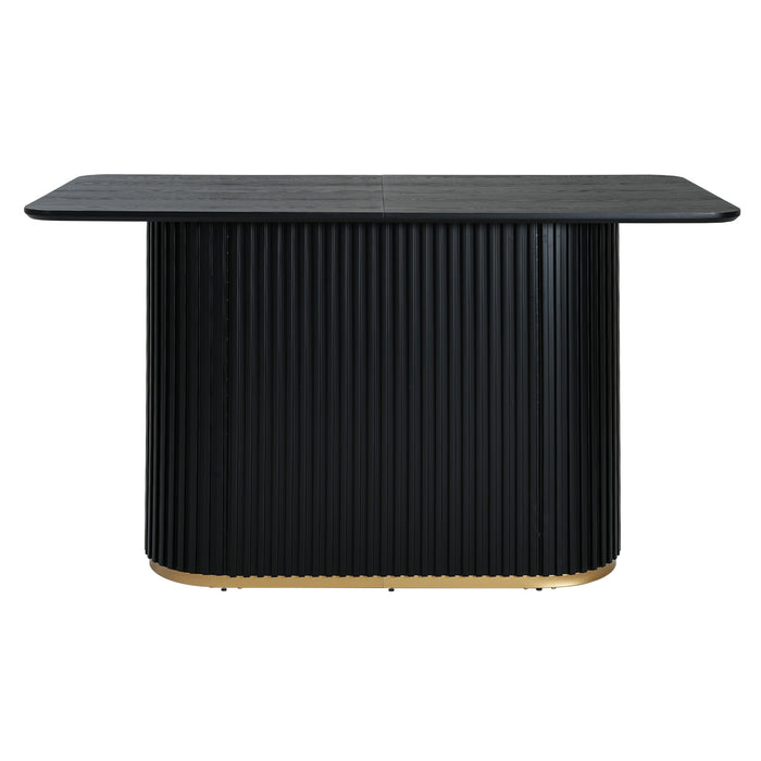 Table a manger industrielle moderne Jett 63 pouces avec base piedestal MDF et fer, noir