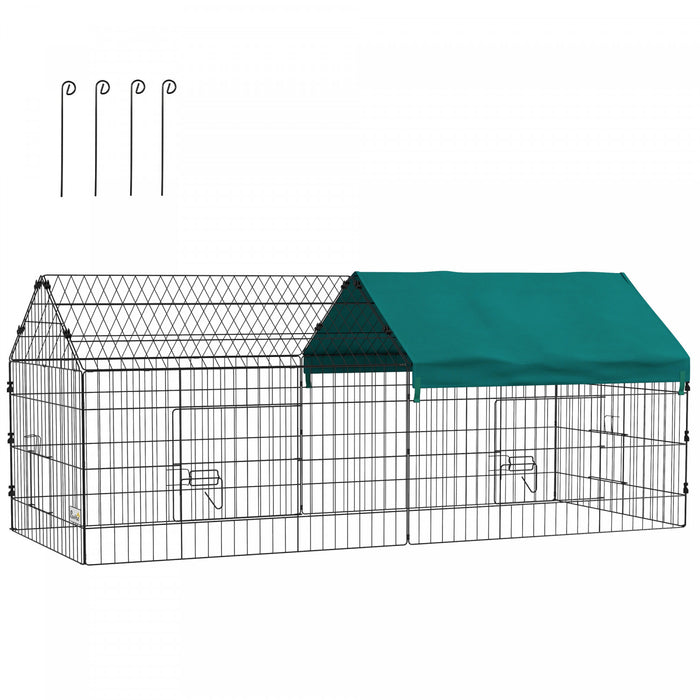 Pawhut Cage Pour Petits Animaux De 73\", Parc Pour Poulets, Lapins, Chinchillas, Parc Exterieur Pour Petits Animaux Avec Toit, Vert