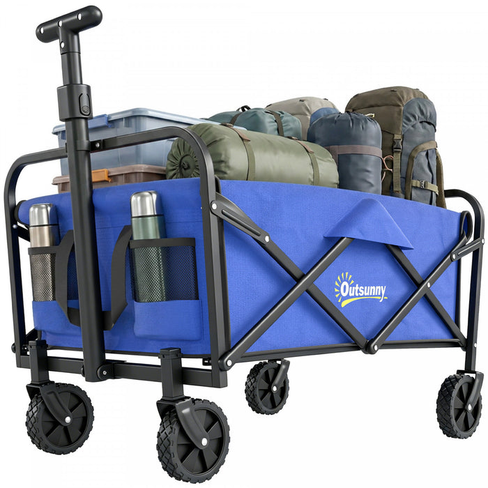 Outsunny Chariot Pliable, Chariot Utilitaire de Jardin, Bleu