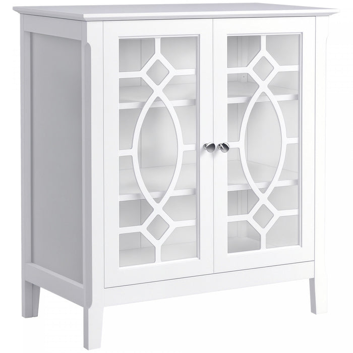 HOMCOM Buffet Vitrine 2 Portes Verre Etageres Reglables