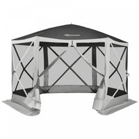 Outsunny 12' X 12' Tente Pop-up Hexagonale Abri Camping Pique-nique Auvent Pare-soleil Exterieur Ave