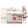 Ensemble De Cuisine De Chef Pour Enfants, Cuisine De Jeu D'imitation Avec Hotte, Refrigerateur, Robinet Et Evier, Barbecue, Four, Ensemble De Cuisine En Bois Moderne Pour Les Tout-petits De 3 Ans Et Plus