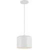 Luminaire suspendu Emilia de Dainolite avec abat-jour, fini blanc mat et 1 ampoule