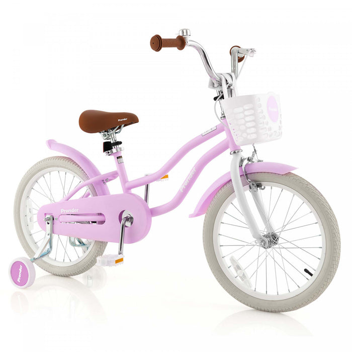 Costway 18\" Enfants Velo Tout-petit Velo Avec Roue De Formation Pour 4-8 Ans Violet