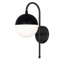 Applique murale Dayana de Dainolite câblée ou branchée en verre blanc, avec fini noir mat et 1 ampoule