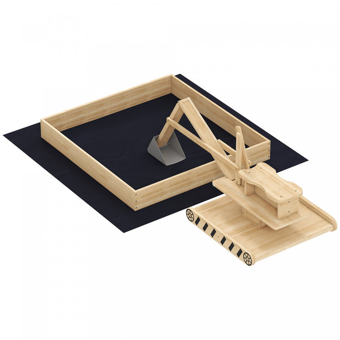 Bac a sable en bois Qaba avec pelle, bac a sable exterieur pour enfants avec siege a 360°