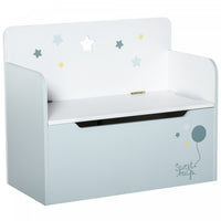 Qaba Boite De Rangement Pour Jouets En Bois Pour Enfants 2 En 1 Design Avec Banc De Siege A Gaz 23,5