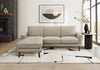 Sofa Chaise Longue Rembourre, 85\"L, Tissu Marron Clair, Pieds En Bois Massif De Noyer