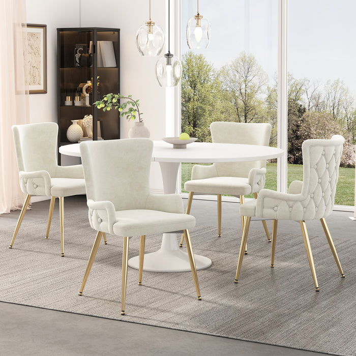 Ensemble de salle a manger moderne Sophia 5 pieces avec table et chaises, beige