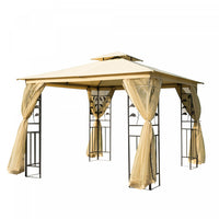 Outsunny 10'x10' Gazebo Canopee Abri Soleil Pour Terrasse Exterieure Canopee Avec Protection Uv Prot