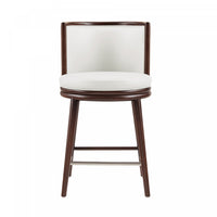  Tabouret de comptoir moderne en bois avec revetement en tissu blanc Evalyn