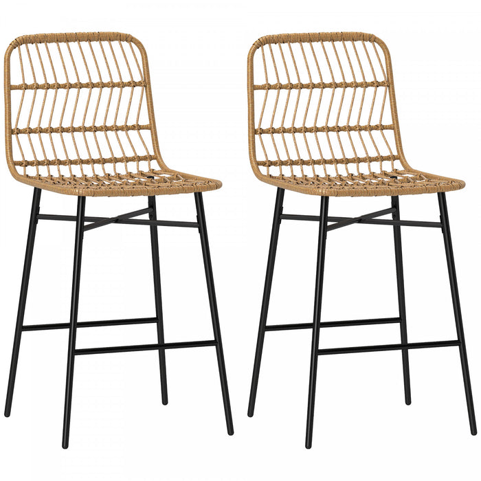 HOMCOM Lot de 2 tabourets de bar a hauteur de comptoir avec dossier, marron