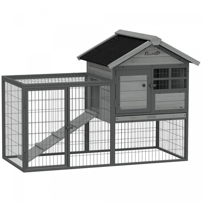 Maison surelevee en bois et metal pour animaux, clapier pour lapin