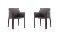 Chaise de salle a manger moderne en cuir vegetalien Vogue gris - Lot de 2