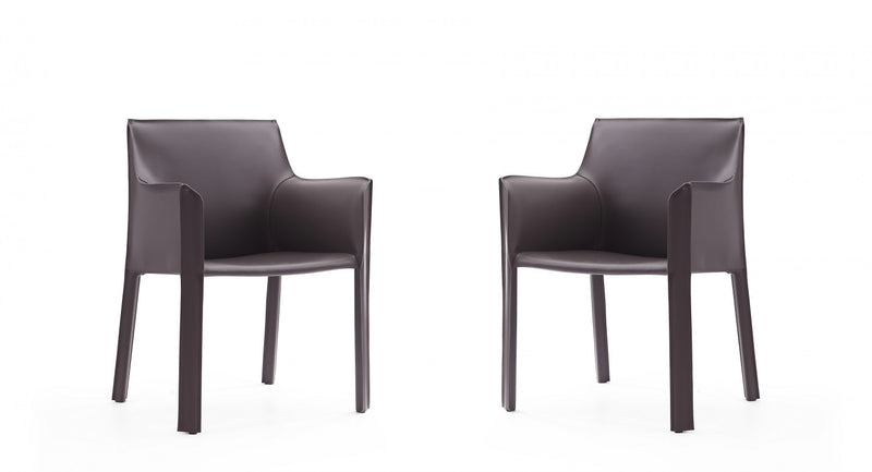 Chaise de salle a manger moderne en cuir vegetalien Vogue gris - Lot de 2