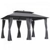 Outsunny Gazebo 10' X 13' Avec Rideaux Et Lumieres Led A Energie Solaire