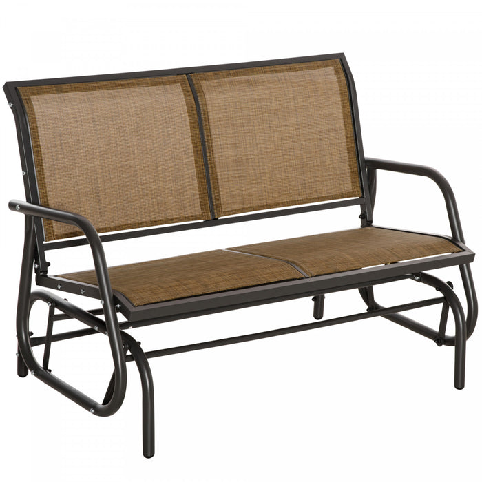 Banc A Bascule Exterieur En Acier Double Glisseur Dessine En Tissu Sling, Brun