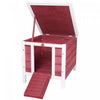 Pawhut Petit Clapier Pour Lapin Maison Pour Cochon D'inde Cage Pour Chien En Bois Avec Toit Ouvrant Et Impermeable, Rouge