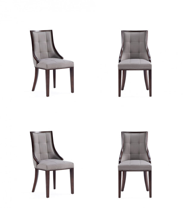 Chaise de salle a manger traditionnelle en bois avec assise rembourree gris Fifth Avenue - Lot de 4