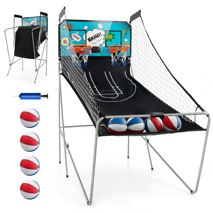 Costway Double Shot Basketball Arcade Game Avec 8 Modes De Jeu Electronic Scoring Green