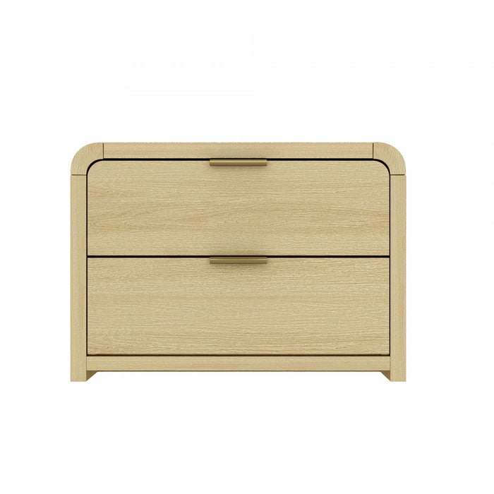 Table de nuit Grace Modern 28\" en chene naturel et or
