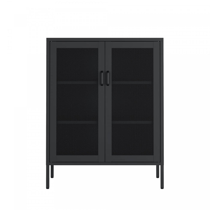 Armoire d’appoint moderne Amelia 32\" en metal noir