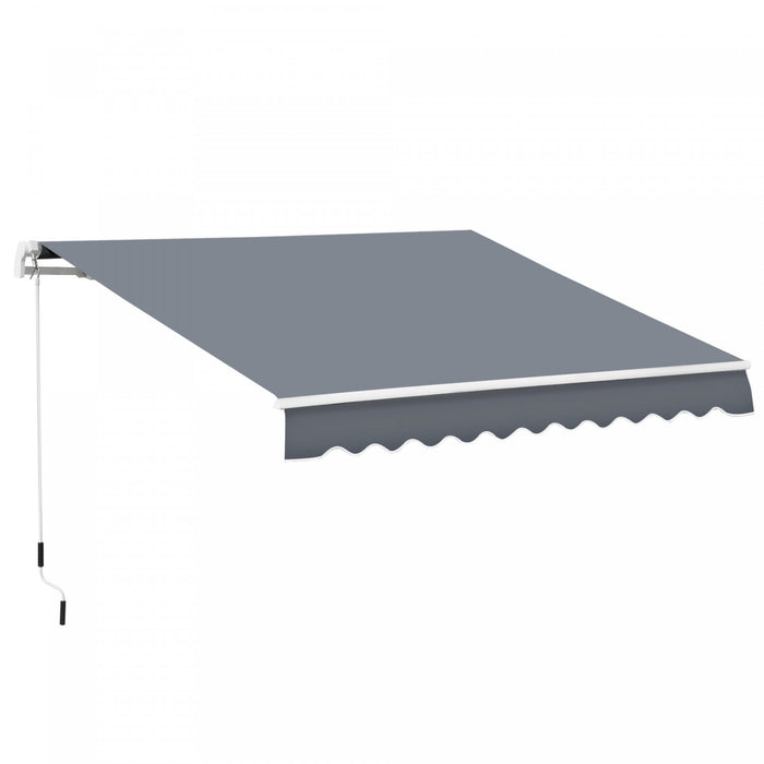 Outsunny 10' X 8' Abri D'auvent Retractable Manuel Avec Manivelle, Gris