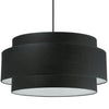 Grand lustre Priya de Dainolite avec abat-jour noir et blanc, fini noir mat et 4 ampoules