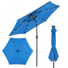 Costway Parasol solaire de patio 9FT avec LED, acier, inclinaison avec manivelle, bleu