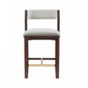 Tabouret de comptoir moderne Patricia en bois avec revetement en tissu, coloris Glacier blanc