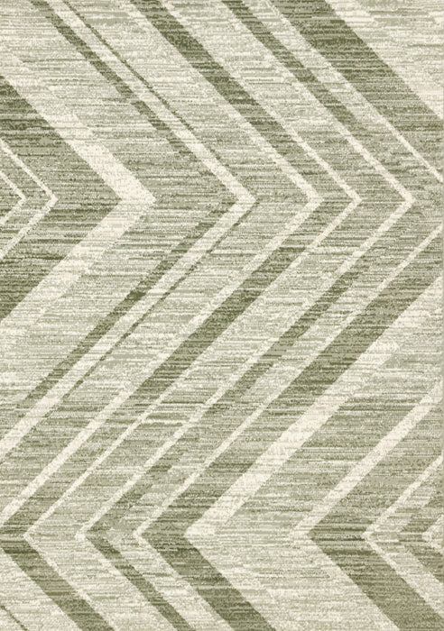 Tapis Florence vert et blanc a motif chevron vieilli, 6'7\" x 9'6\"