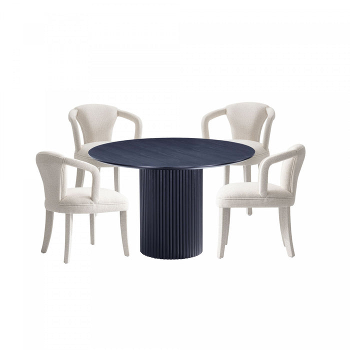 Ensemble de salle a manger 5 pieces Hathaway et Palmer Modern Industry Chic en finition Silver Lining et noir