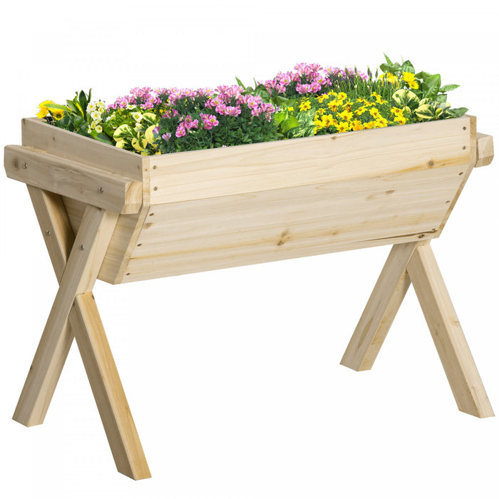 Outsunny 32'' X 19'' X 24'' Lit De Jardin Sureleve, Boite De Plantation Surelevee En Bois Avec Tissu Non Tisse Pour La Cour Le Patio Pour Faire Pousser Des Legumes Des Herbes Et Des Fleurs
