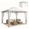 Outsunny Tonnelle de Patio 3,6 x 3 m, Double Toit avec Moustiquaire, Blanc Creme