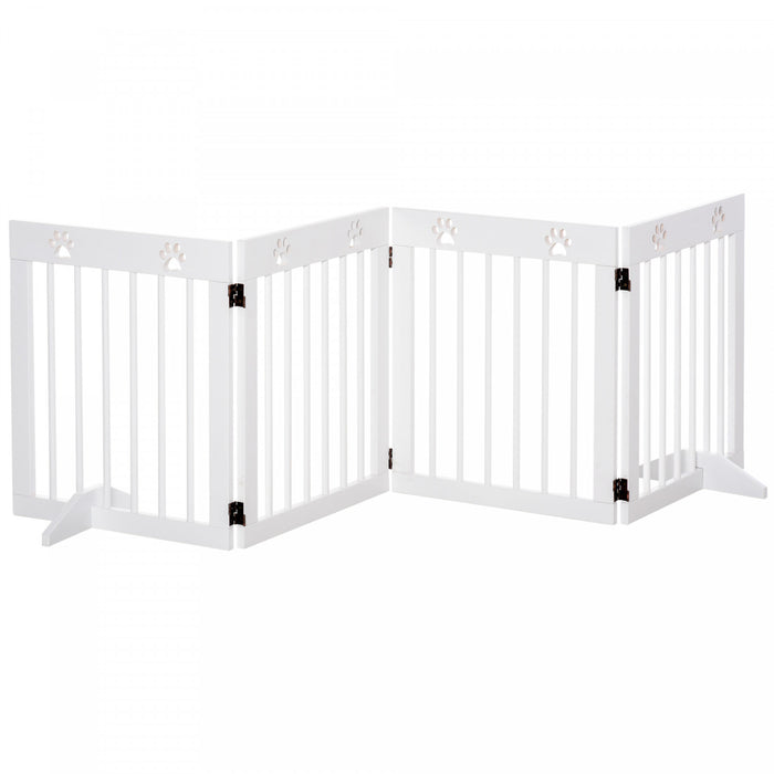 Pawhut Barriere De Securite Barriere Modulable Pliable Pour Animaux De Compagnie Avec Pieds De Support Bois Massif De Pin Blanc