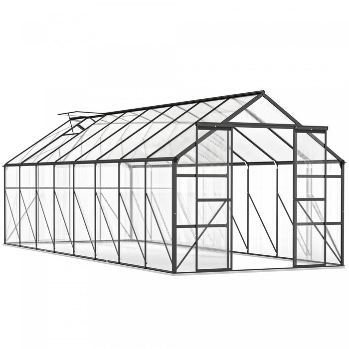 Outsunny Serre de Jardin en Aluminium avec Panneaux Polycarbonate et Gouttiere