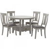 Ensemble de salle a manger rond Prescott 5 pieces avec base sur piedestal et tiroir de rangement, gris (4 places)