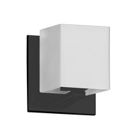 Applique murale Verona de Dainolite en verre blanc, avec fini noir mat et 1 ampoule