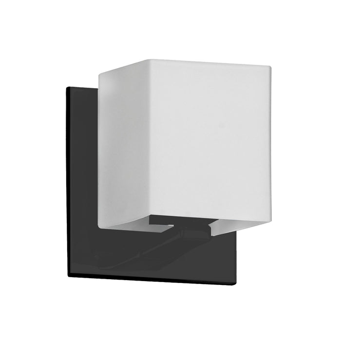 Applique murale Verona de Dainolite en verre blanc, avec fini noir mat et 1 ampoule