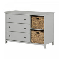 Cotton Candy Commode 3 Tiroirs Avec Paniers De Rangement - Gris Clair