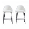 Tabouret de comptoir moderne en metal et tissu Gracie, blanc et noir - Lot de 2