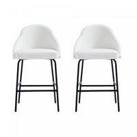 Tabouret de comptoir moderne en metal et tissu Gracie, blanc et noir - Lot de 2