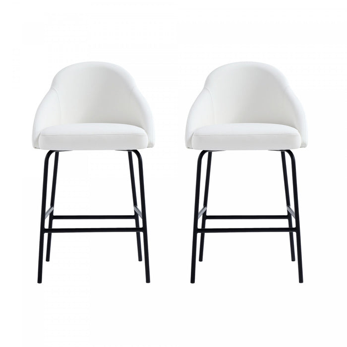 Tabouret de comptoir moderne en metal et tissu Gracie, blanc et noir - Lot de 2