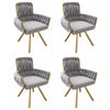 Chaises de salle a manger pivotantes Timothy en velours avec revetement capitonne et pieds en metal, lot de 4, gris