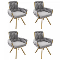 Chaises de salle a manger pivotantes Timothy en velours avec revetement capitonne et pieds en metal, lot de 4, gris