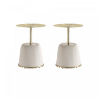 Table d’appoint moderne Anderson a plateau en metal et revetement creme – Lot de 2