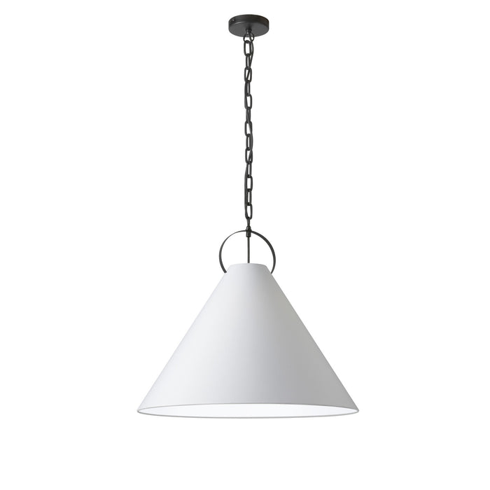 Luminaire suspendu Princeton de Dainolite de 24 po de diamètre avec abat-jour blanc, fini noir mat et 1 ampoule