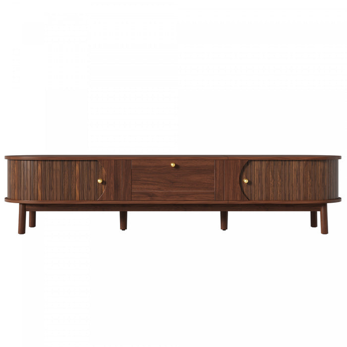 Oakmere Meuble TV Moderne 67 po avec Tiroir et Portes Coulissantes, Noyer