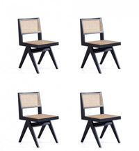  Chaise de salle a manger en bois style industriel chic Hamlet en noir et naturel - Lot de 4