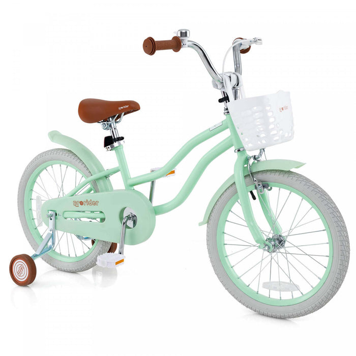 Costway 18\" Enfants Velo Tout-petit Velo Avec Roue D'entrainement Kickstand Pour 4-8 Ans Vert